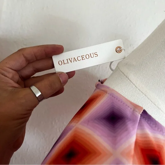 Olivaceous Geometric Midi Open Back Slip Dress Size M NWT - Picture 6 of 7